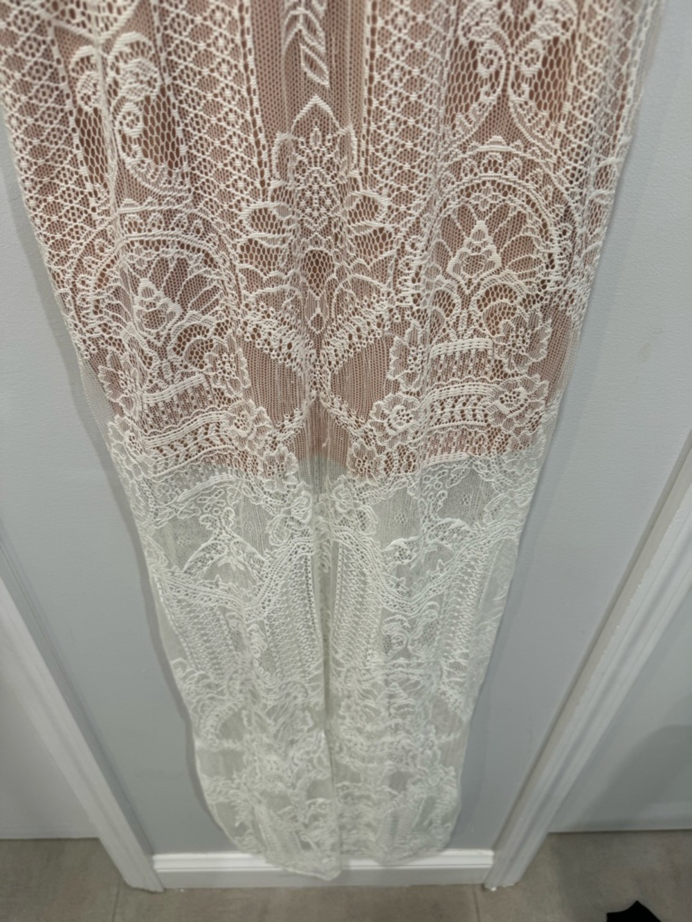 Lace Overlay Maxi Dress in Blush and Ivory - Picture 8 of 9